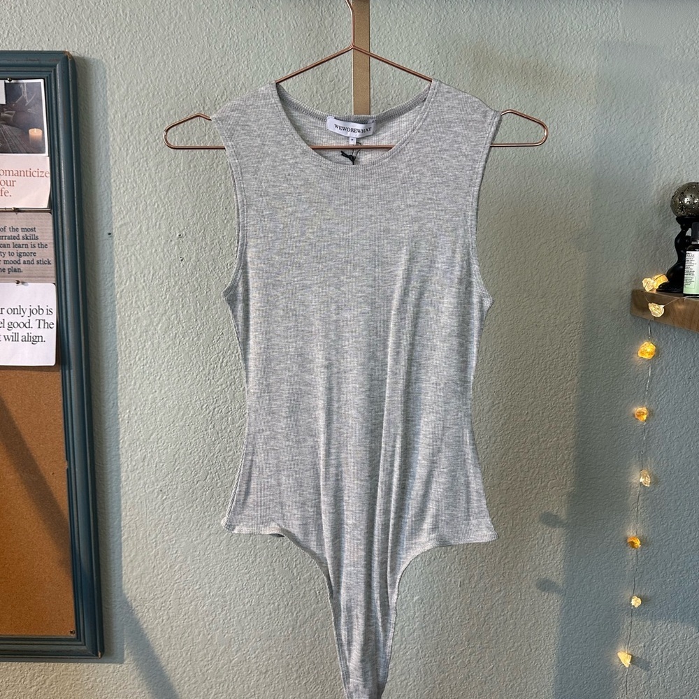 WeWoreWhat | Gray Sleeveless Thong Bodysuit